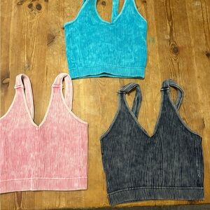 Women's Ribbed Tank Top Trio - Aqua, Blush, Charcoal